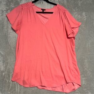 Ann Taylor Flowy Blouse Top Women’s Large Pink Office Career V Neck